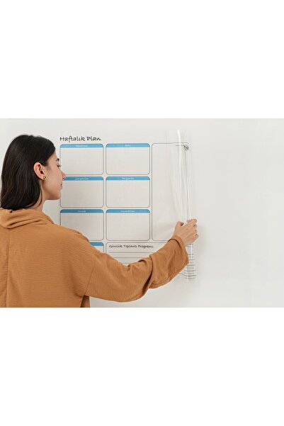 TutturX Mavi Haftalık Planlayıcı Kalem Hediyeli Statik Akıllı Kağıt Tahta