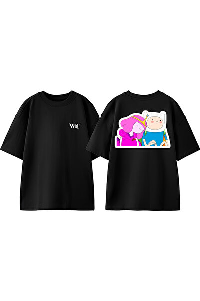 THEWERT Adventure Time Love Design Rukotvorska Torba Štampano Pamuk Crna Over...