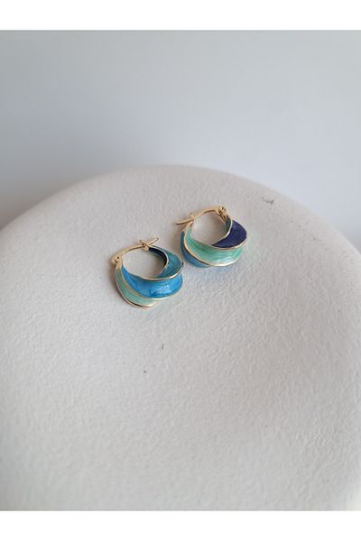 BHR AKSESUAR Blue Spiral Earrings