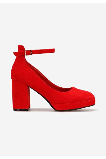 B T Shoes Isperta V2 Red Chunky Heel Shoes