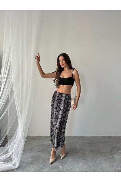 Paw Garage Fusta lungă din tul cu model Livia căptușită pentru femei material elastic