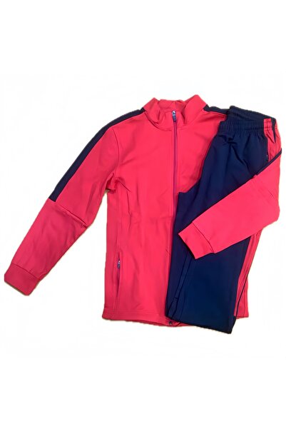 Teodora Demaria Unisex kırmızı çocuk Dalgıç Kumaş ( siyah) Detaylı Eşofman Takımı - Spor / Günlük / Rahat Kalıp