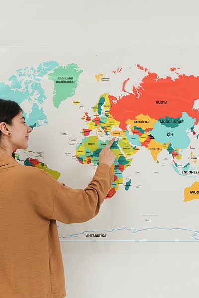 TutturX Special Print Color Turkish World Map 95x150cm