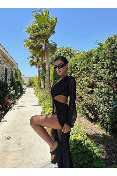 S&A Collectionn Γυναικείο μακρυμάνικο μακρύ τούλι Pareo