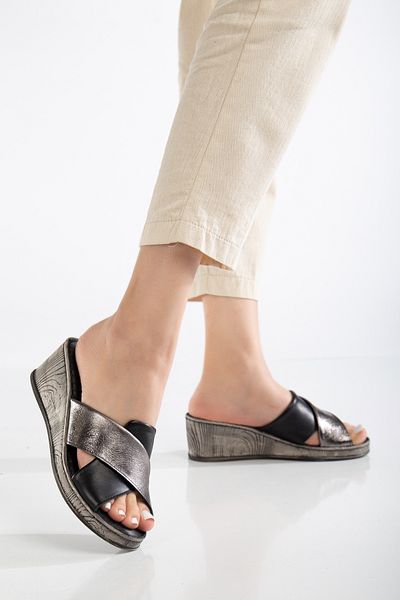 By Yağlıoğlu 00199100   Genuine Leather Anatomical Extra Comfortable Heel Spur Comfortable Slippers