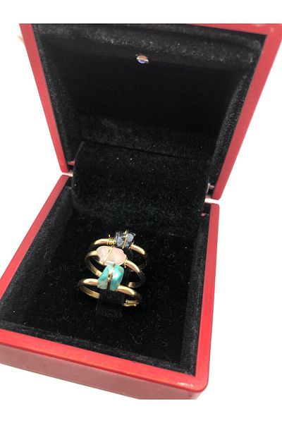 MeSin Store 3 Mixed Color Natural Stone Ring