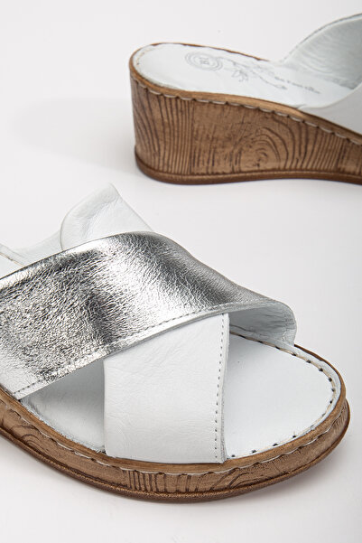 By Yağlıoğlu 00199100 Genuine Leather Anatomical Extra Comfortable Heel Spur Comfortable Slippers