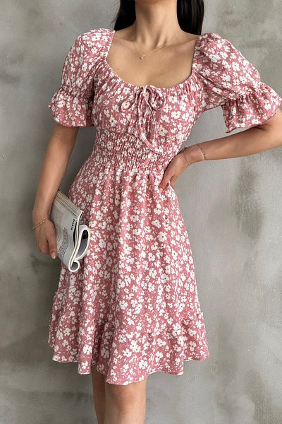 Mila Pink Patterned Gimp Dress