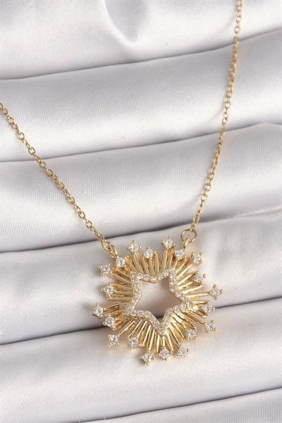Clariss 316L Steel Gold Color Zircon Stone Star Model Women's Necklace