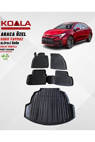 KoalaOtoTekstil Toyota Corolla Sedan 2019-2025 Araca Özel Havuzlu Paspas ve B...