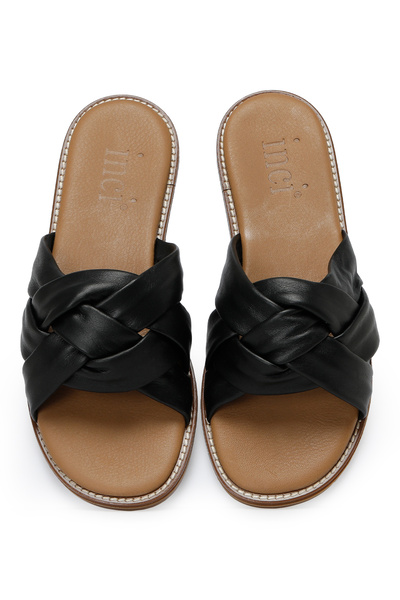 İnci INCI KADY 3FX Μαύρες γυναικείες φλατ παντόφλες