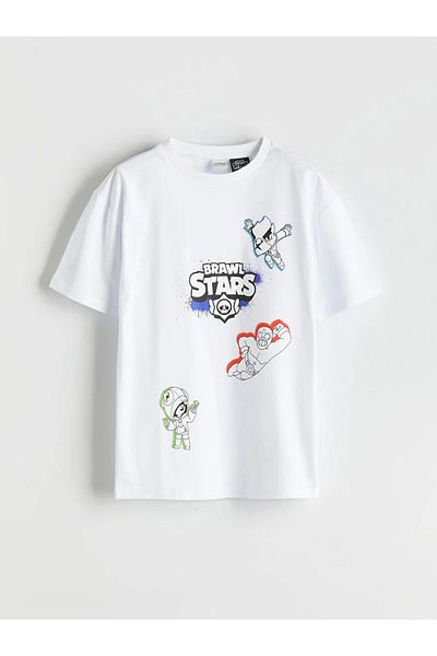 LC Waikiki LCW Kids White Crew Neck Brawl Stars Boys T-shirt με στάμπα