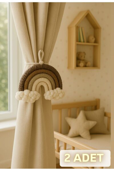 MACROMEKİDS 2’li El Yapımı Perde Fon Tutucu |oda Süsü – Makrome Bebek, Çocuk,...