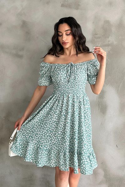 Mila Mint Green Patterned Gimpel Dress