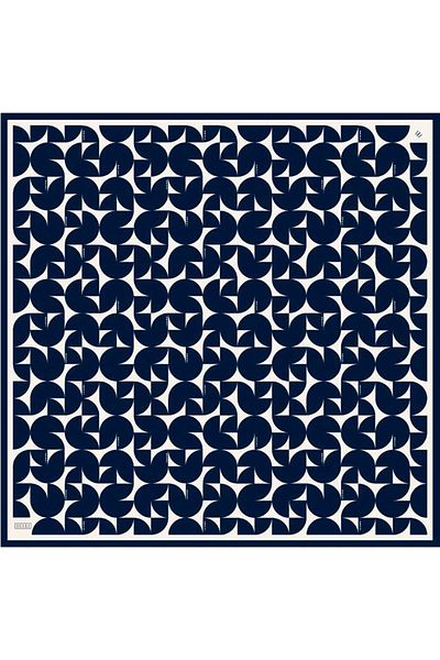 Belli Φουλάρι από καθαρό μετάξι 4117D02 Twill İype –5686 90x90 Navy Blue White