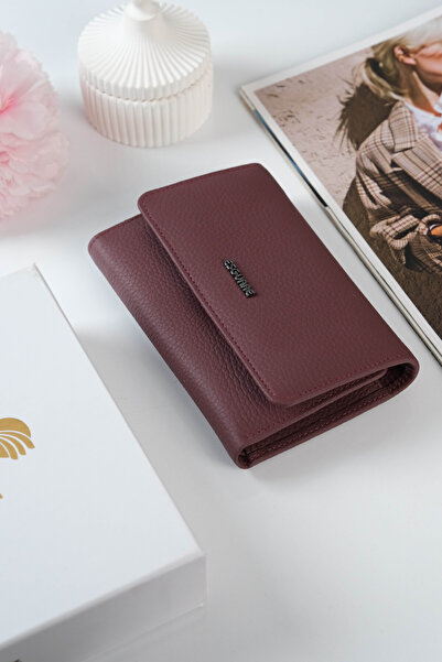 ESGUARE محفظة نسائية أنيقة مصنوعة من الجلد الطبيعي بنسبة 100%