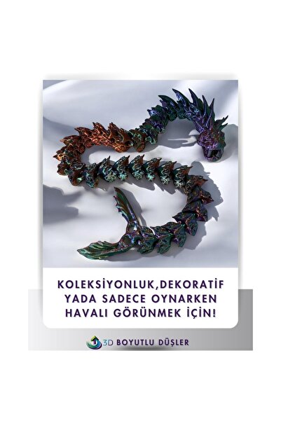 ZTE 3D BASKI Hareketli Midgart Yılan Oyuncak 3 Renkli Turuncu Mavi Yeşil Mor ...