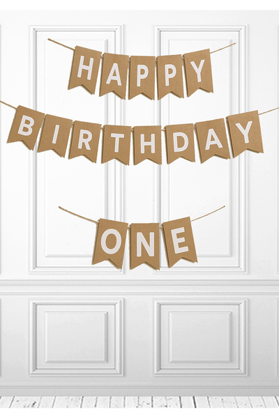 LOTUS PARTY Κράφτ Χάπι Μπέρθντεϊ Κείμενο - Κράφτ Ουάν Κείμενο - Γιορτή Γενεθλίων 1 Έτους - Κράφτ Φόντο Λευκό Κείμενο Ουάν