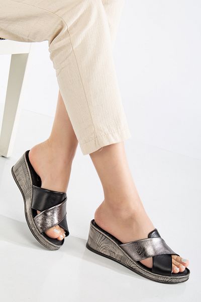 By Yağlıoğlu 00199100   Genuine Leather Anatomical Extra Comfortable Heel Spur Comfortable Slippers