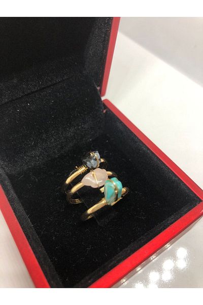 MeSin Store 3 Mixed Color Natural Stone Ring