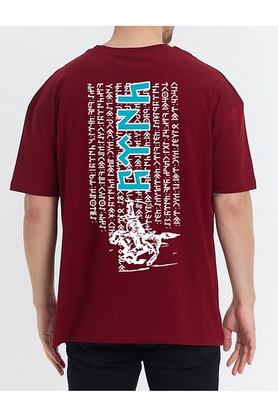 Uniquetex VEK Gokturk Alphabet Patterned - Orhun Inscriptions Τουρκικό εμπριμέ μπλουζάκι μεγάλου μεγέθους v2