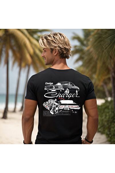GHAND تي شيرت عادي مطبوع عليه دودج تشارجر
