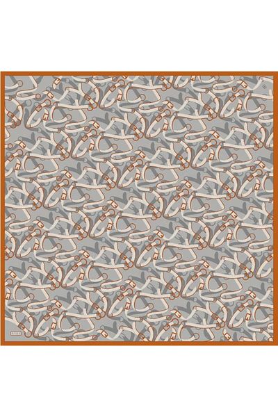 Belli Γκρι-πορτοκαλί μαντήλι ταινίας 90x90 Twill Silk 4125D02