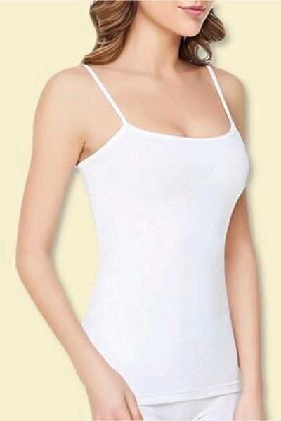 Tutku Pachet de 3 bucăți alb - Tricou pentru femei din bumbac cu nervuri, cu cureaua de frânghie