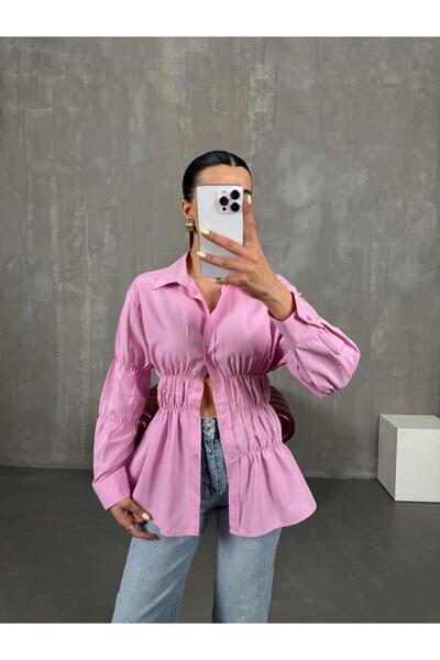 Gaus Pembe Gipeli Bel Lastikli Gömlek Gaus00087