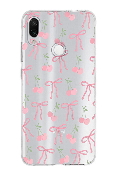 moonset Xiaomi Redmi Note 7 Uyumlu Kiraz ve Fiyonk Tasarımlı Baskılı Şeffaf T...