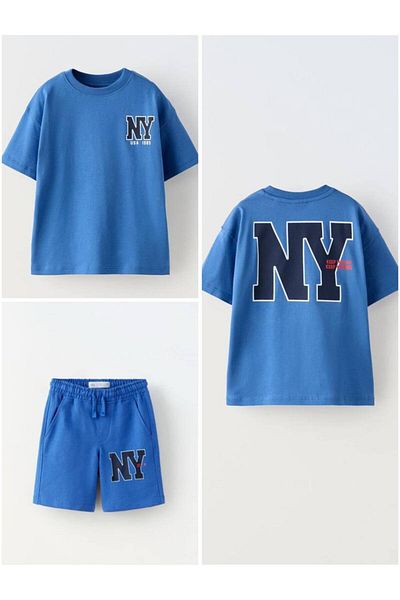 MİO Set tricouri și pantaloni scurți din bumbac pentru băieți - stil sport de vară