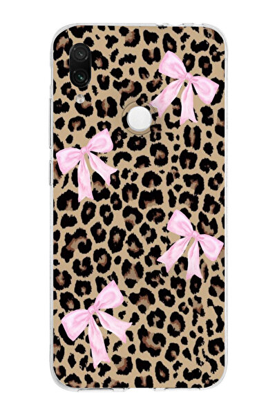moonset Xiaomi Redmi Note 7 Uyumlu Leopar ve Fiyonk Tasarımlı Baskılı Şeffaf ...
