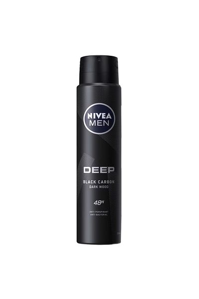 NIVEA ANTIPERSPIRANT DEO 200ML MEN DEEP BLACK CARBON DARK WOOD