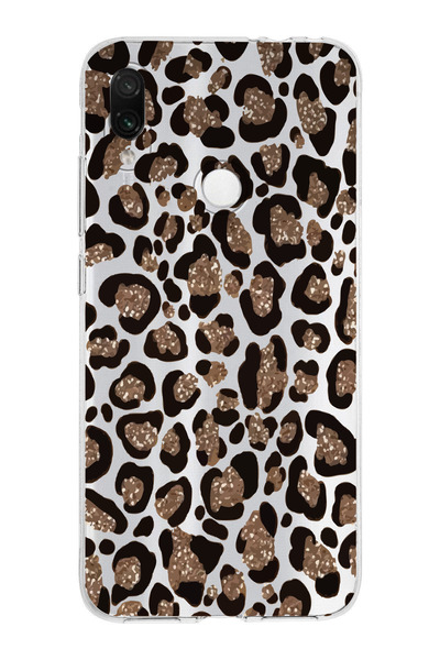 moonset Xiaomi Redmi Note 7 Uyumlu Leopar Tasarımlı Baskılı Şeffaf Telefon Kı...