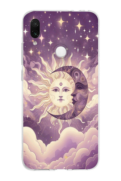 moonset Xiaomi Redmi Note 7 Uyumlu Ay ve Güneş Tasarımlı Baskılı Şeffaf Telef...