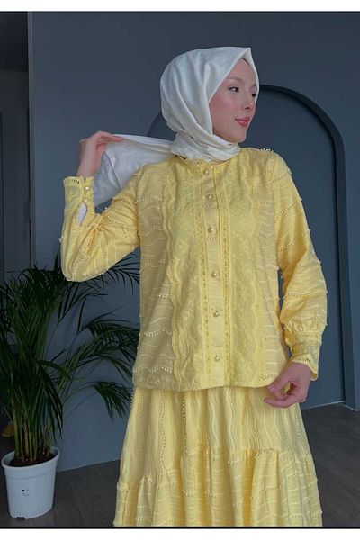 HASODİ Fisto Pattern Skirted Tesstur Suit