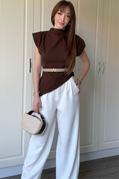Dilay Gökoğlu Butik White Palazzo Trousers