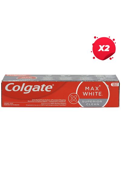 Colgate X2 - COLGATE TOOTHPASTE 75ML MAX WHITE SUPERIOR CLEAN
