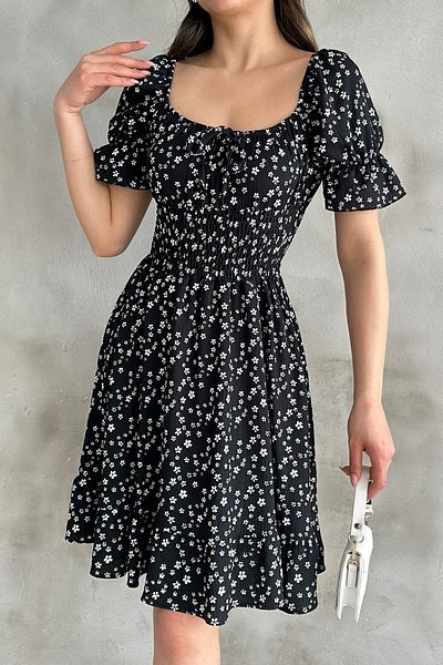 Mila Black Patterned Gimp Dress