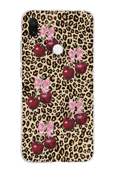 moonset Xiaomi Redmi Note 7 Uyumlu Leopar ve Fiyonk Tasarımlı Baskılı Şeffaf ...