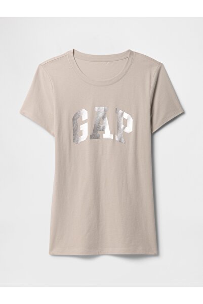 GAP Kadın Bej Gap Logo T-Shirt