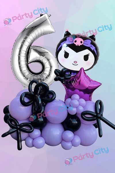 Party City Σετ με θέμα το μπαλόνι Kuromi Foil Age 6 - Μπαλόνι λουκάνικο - έναστρο - Μίνι σετ μπαλονιών γιορτής γενεθλίων