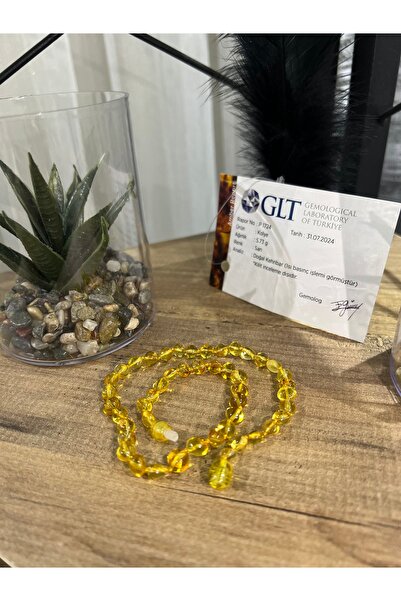 Kehri Buğlem Bal renk kehribar bebek kolyesi