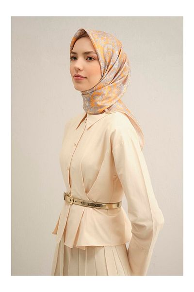 Armine Patterned Pure Silk Sura Scarf 9304-37