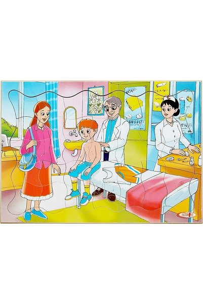 Toy Oyuncak Okul Öncesi Wooden Puzzle Puzzle Our Health Doctor 35 Pieces 25x35 Cm