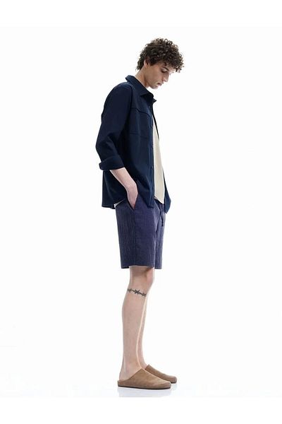 Koton Lace-Up Pocket Viscose Blended Navy Blue Men's Shorts 5Sam40025Hw