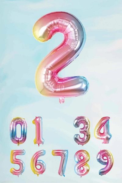 SUNSTEP 2 Number Festoon and Star Motif Helium Balloon 76cm 34Inch for 2 Years Celebration