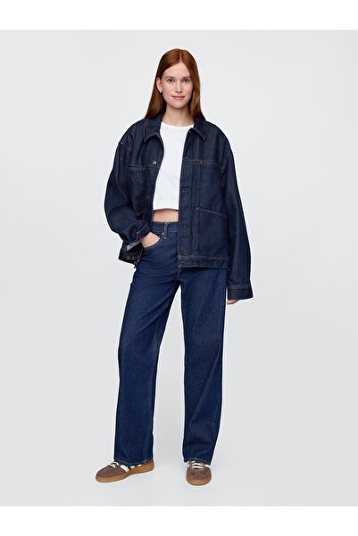 GAP Erkek Lacivert UltraSoft Boxy Icon Denim Ceket