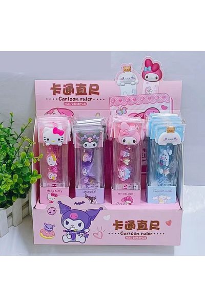Choice 4pcs random 2/4pcs Kawaii Cartoon Hello Kitty Student Ruler Stationery Cute My Melody Kuromi Cinnamo