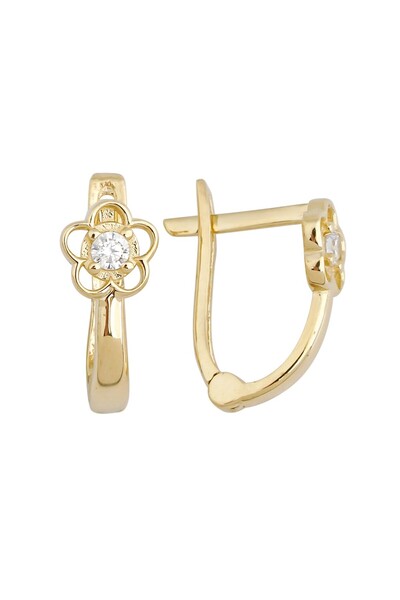 Melike Gold 14 Ayar Çiçekli J Küpe